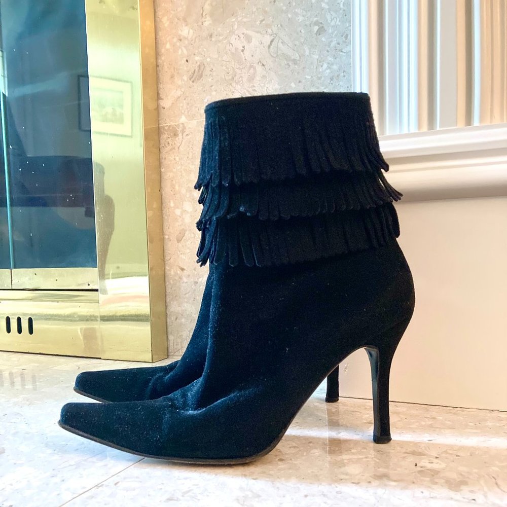 Stuart Weitzman Stiletto Fringe Ankle boots
